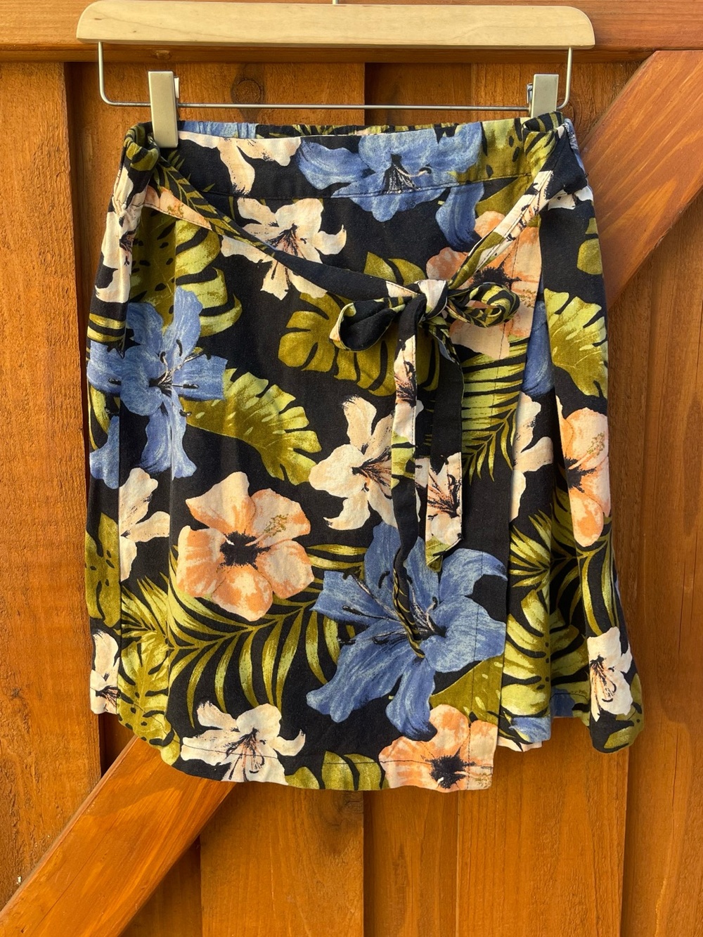 Vero Moda Floral Mini Skirt 90s Tropical Faux Wrap High Waist Vintage Hawaiian L